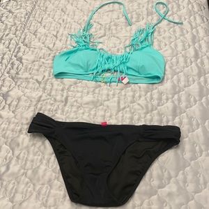 Victoria secret bikini swimsuit aqua and black